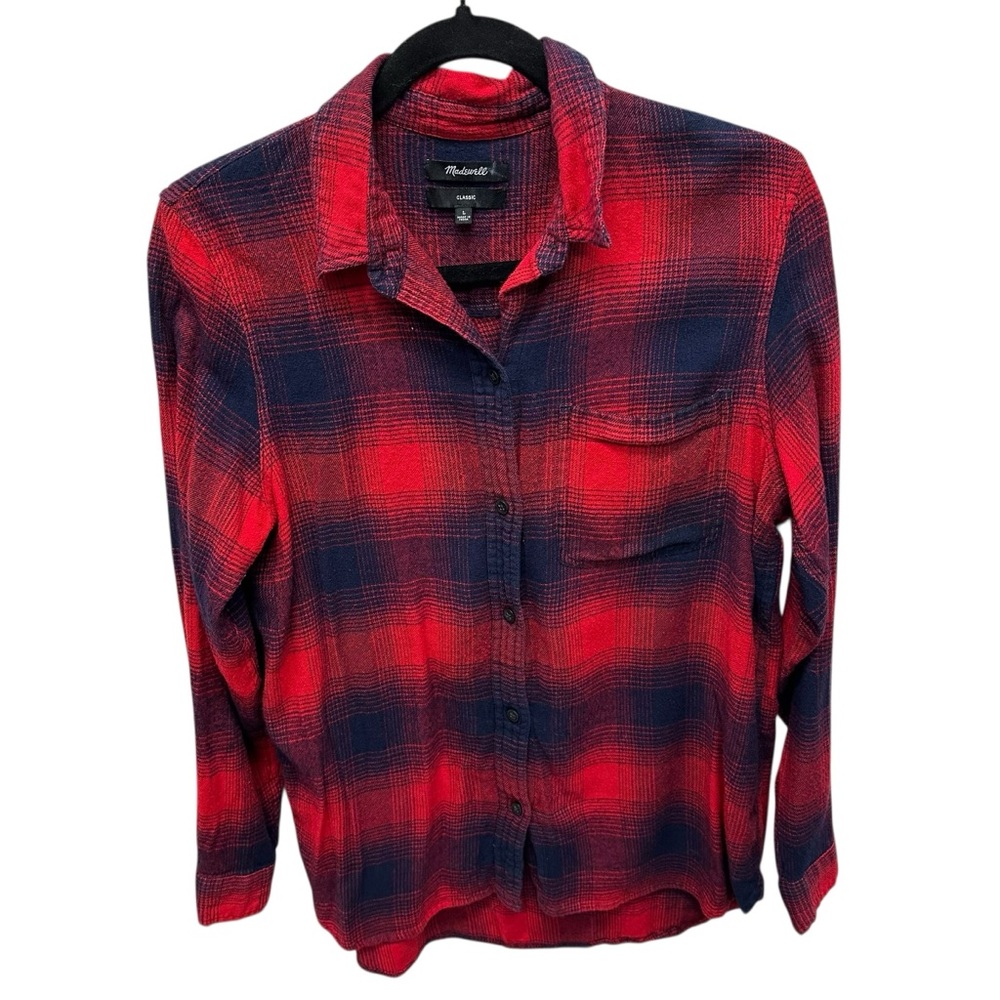 Madewell women’s red flannel classic fit size large indie grunge
